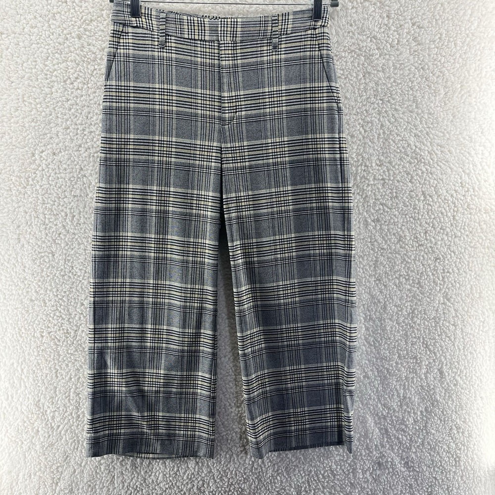 Banana Republic Wide Leg Cropped Pants Women's Size 8 Plaid Academia Career